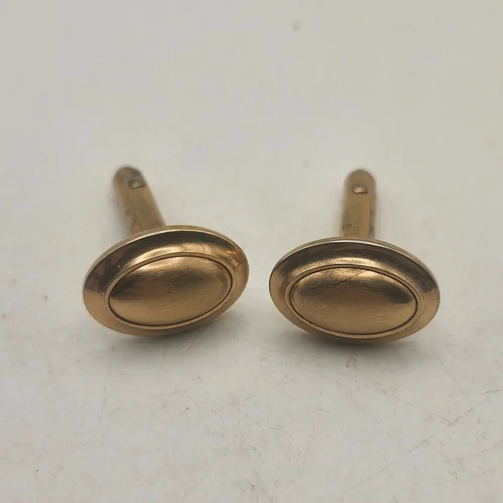 Vintage Correct Quality Oval Gold Tone Cufflinks Mens Formal Signed Patented